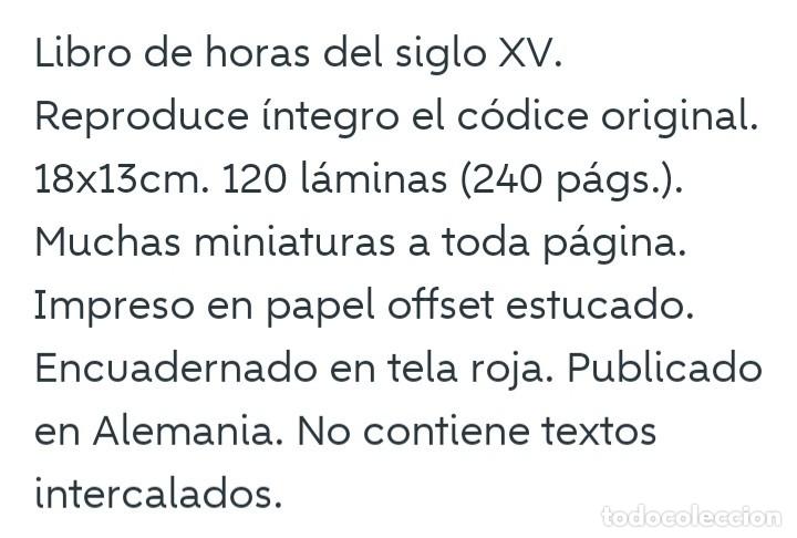 Libros de segunda mano: Facs&iacute;mil libro de horas (s. XV) - Foto 6