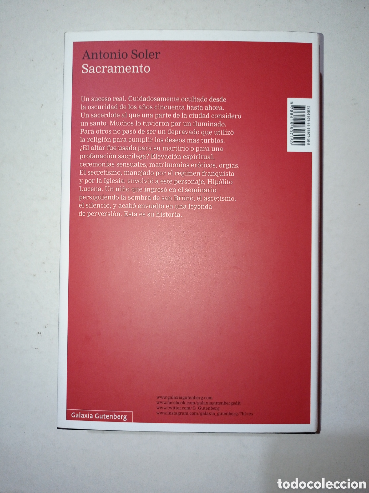 Libros de segunda mano: Sacramento. Antonio Soler. - Foto 2