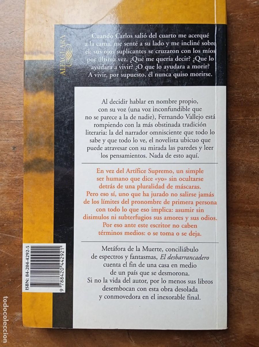 Libros de segunda mano: Fernando Vallejo. El desbarrancadero. - Foto 4