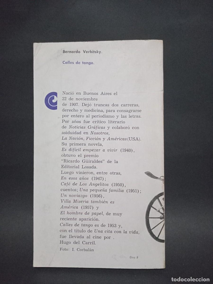 Libros de segunda mano: BERNARDO VERBITSKY - CALLES DE TANGO - LM - PRIMERA EDICION - 1966 - Foto 4