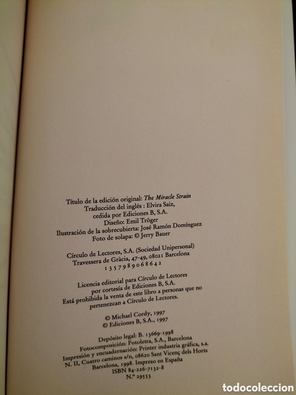 Libros de segunda mano: El gen. Michael Cordy. Ediciones B C&iacute;rculo de lectores, 1998. Libro - Foto 6