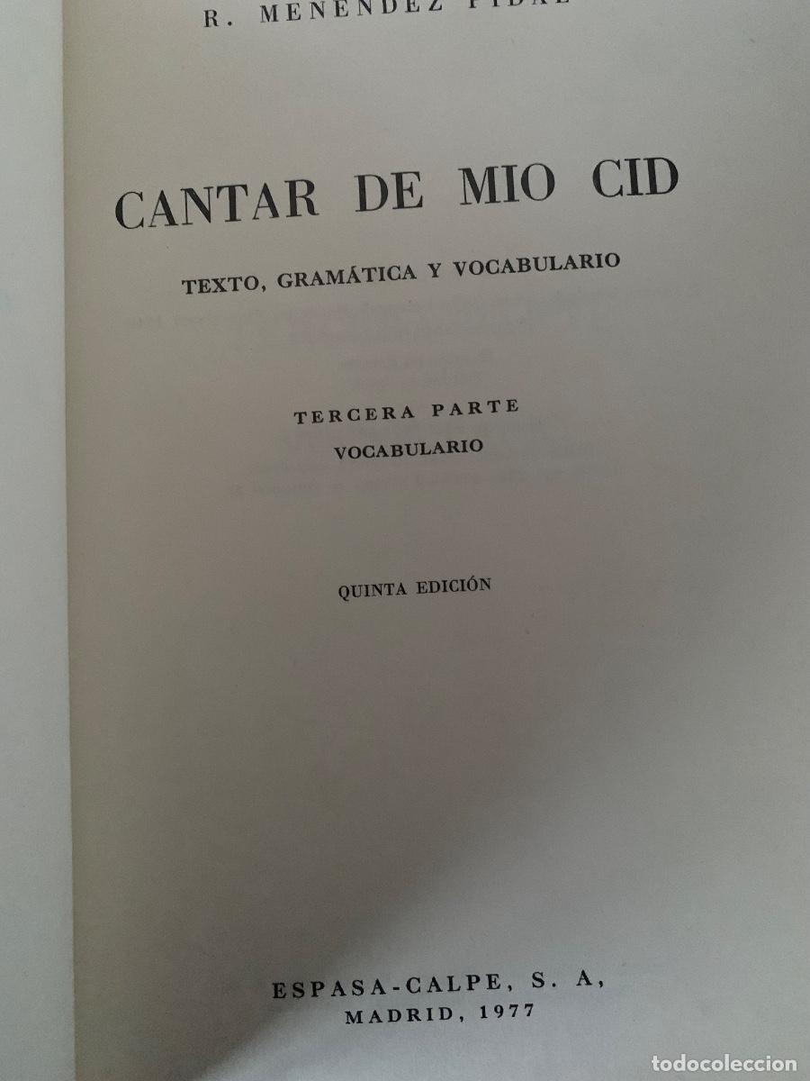 Libros de segunda mano: Cantar de M&iacute;o Cid de Ram&oacute;n Men&eacute;ndez Pidal - Foto 3