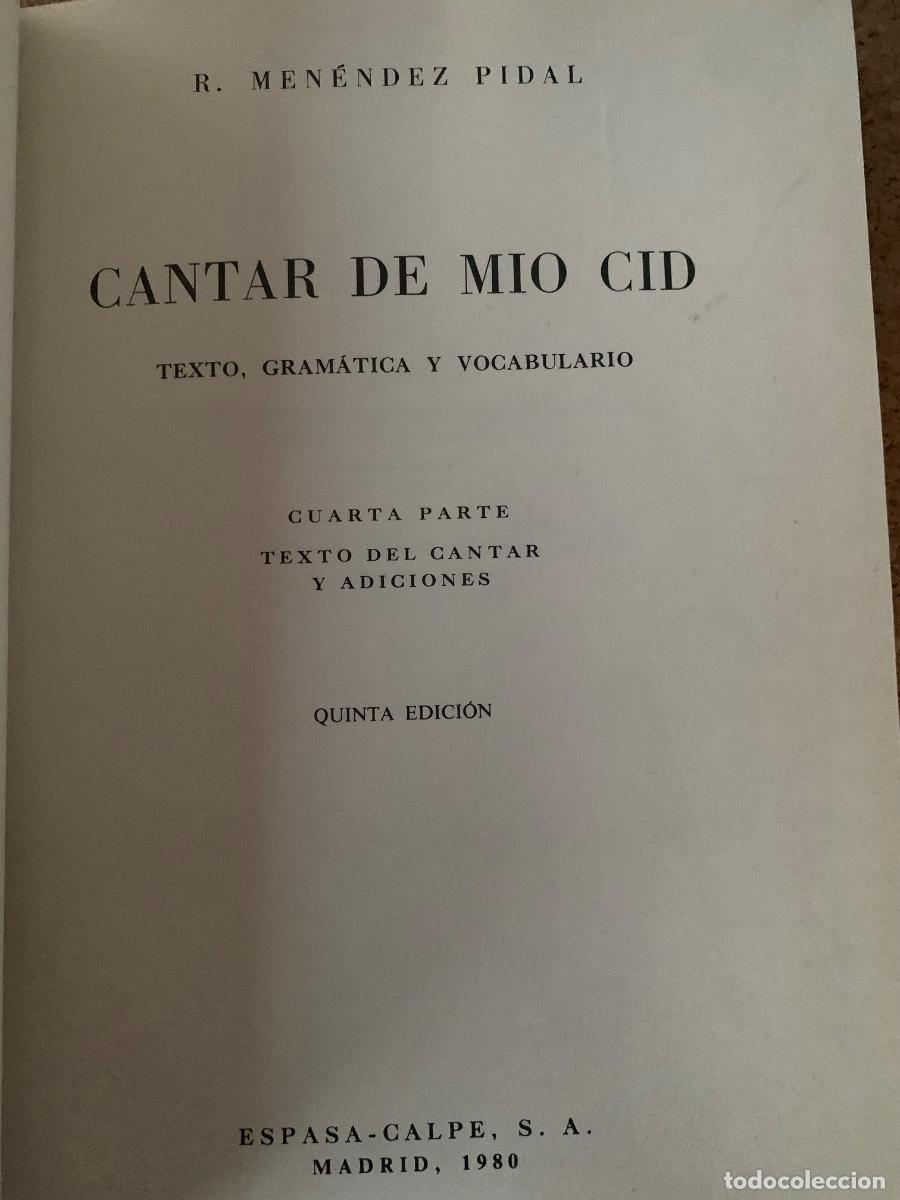 Libros de segunda mano: Cantar de M&iacute;o Cid de Ram&oacute;n Men&eacute;ndez Pidal - Foto 4