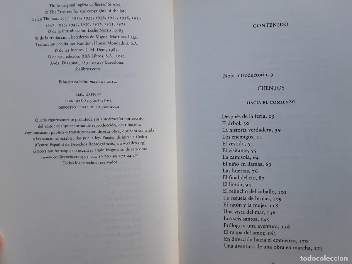 Libros de segunda mano: RELATOS COMPLETOS. DYLAN THOMAS. - Foto 3