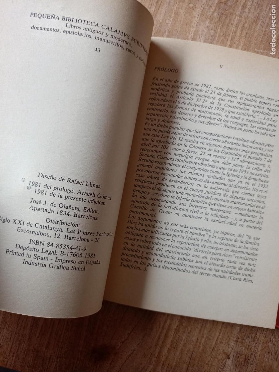 Libros de segunda mano: LEY DE DIVORCIO 1932. OLA&Ntilde;ETA EDITOR 1981. - Foto 3