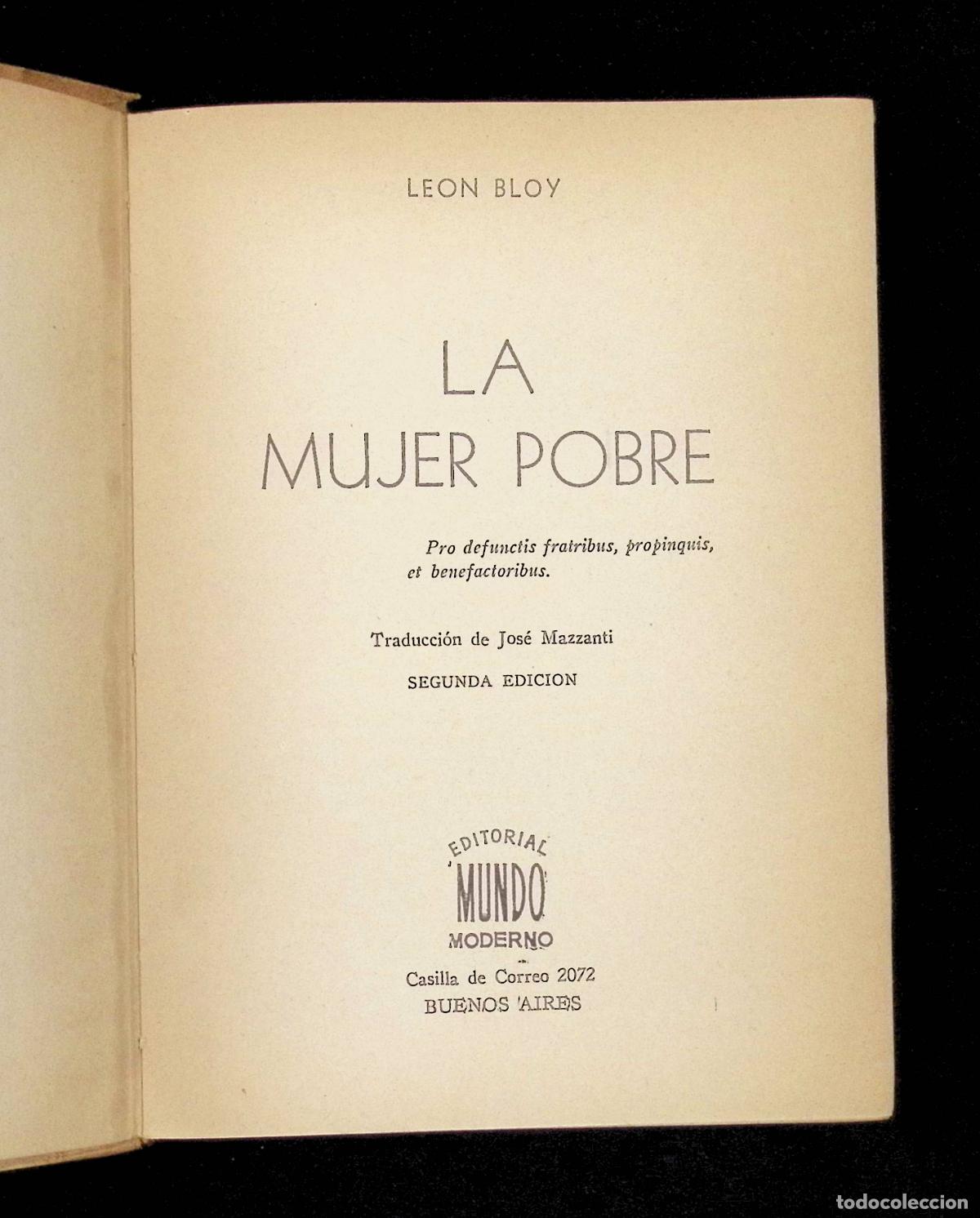 Libros de segunda mano: LA MUJER POBRE. - BLOY, Leon. - Foto 2