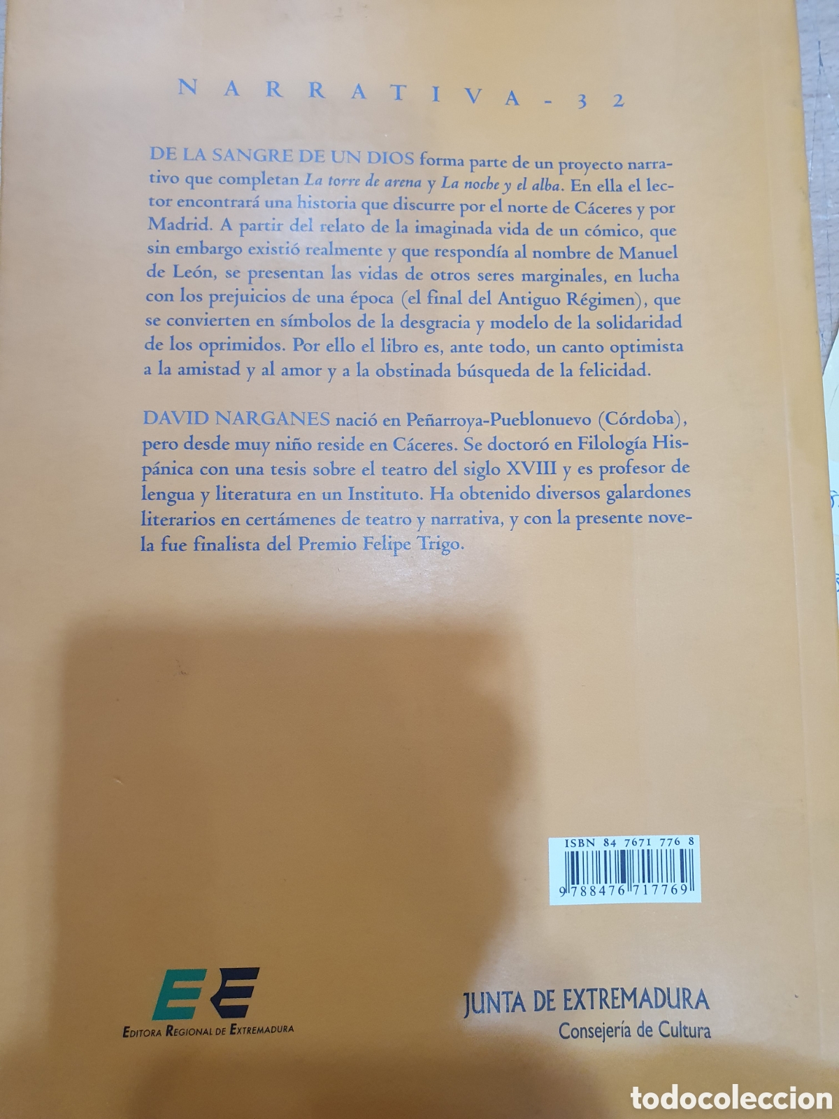 Libros de segunda mano: De la sangre de un Dios. David Narganes - Foto 2