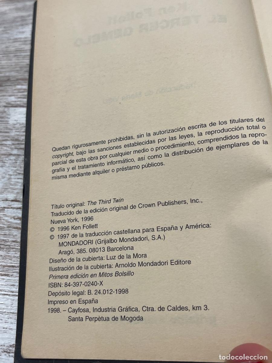 Libros de segunda mano: Libro El Tercer Gemelo | Ken Follett | 1997 - Foto 3
