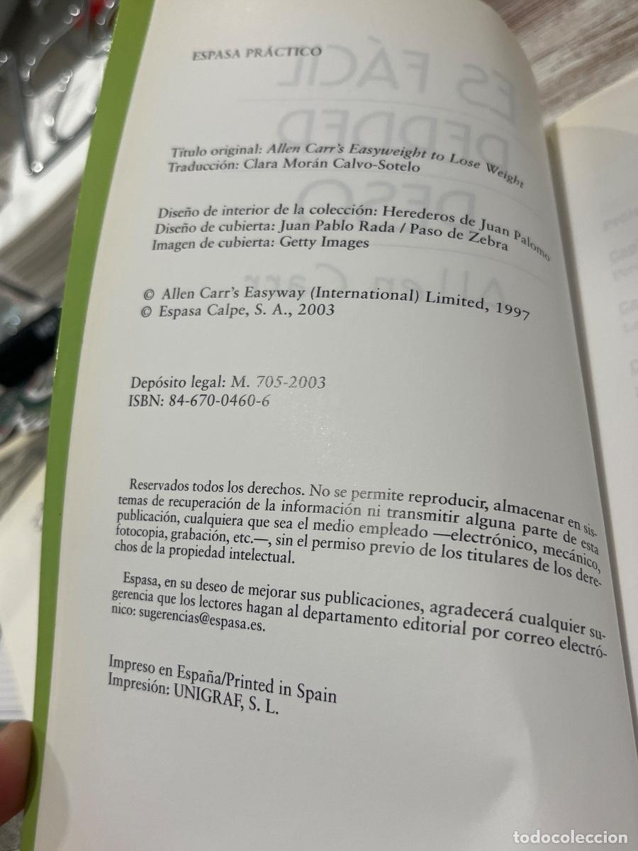 Libros de segunda mano: Libro Es f&aacute;cil perder peso | Allen Carr | 2003 - Foto 3