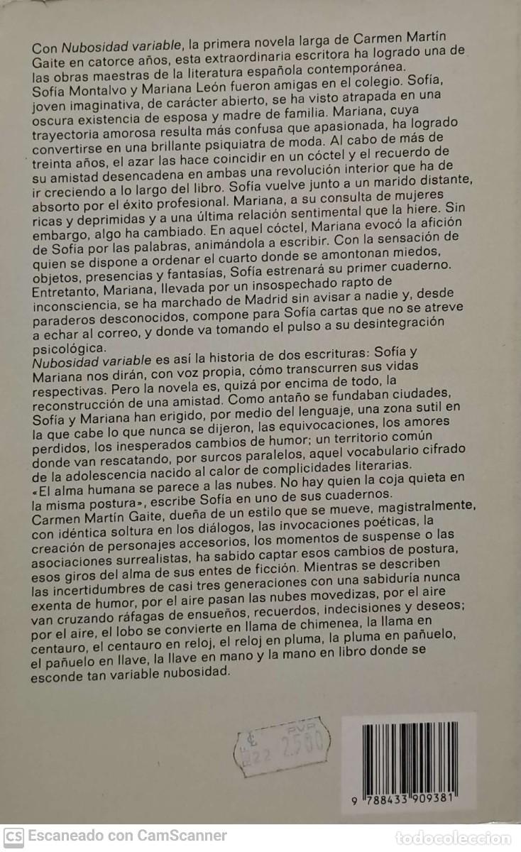 Libros de segunda mano: Nubosidad variable - Carmen Mart&iacute;n Gaite - Foto 2