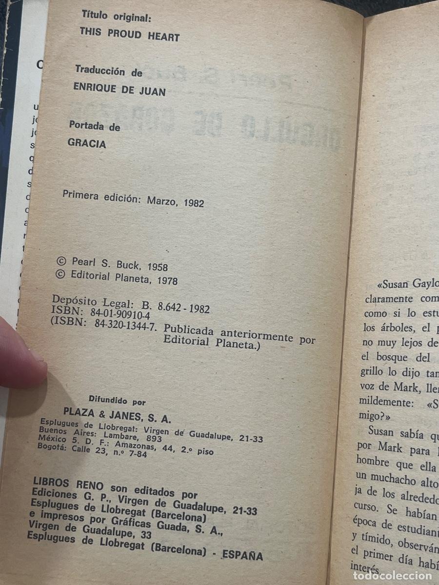 Libros de segunda mano: Libro Orgullo de Corazon | Pearl S Buck | 1982 - Foto 3