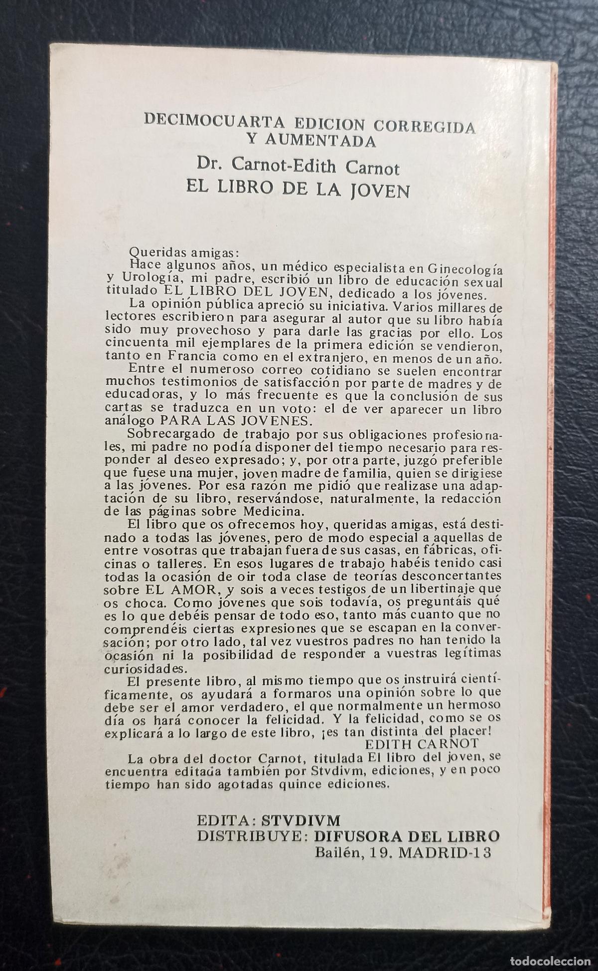 Libros de segunda mano: EL LIBRO DE LA JOVEN - DOCTOR CARNOT - STUDIUM 1978 - Foto 2