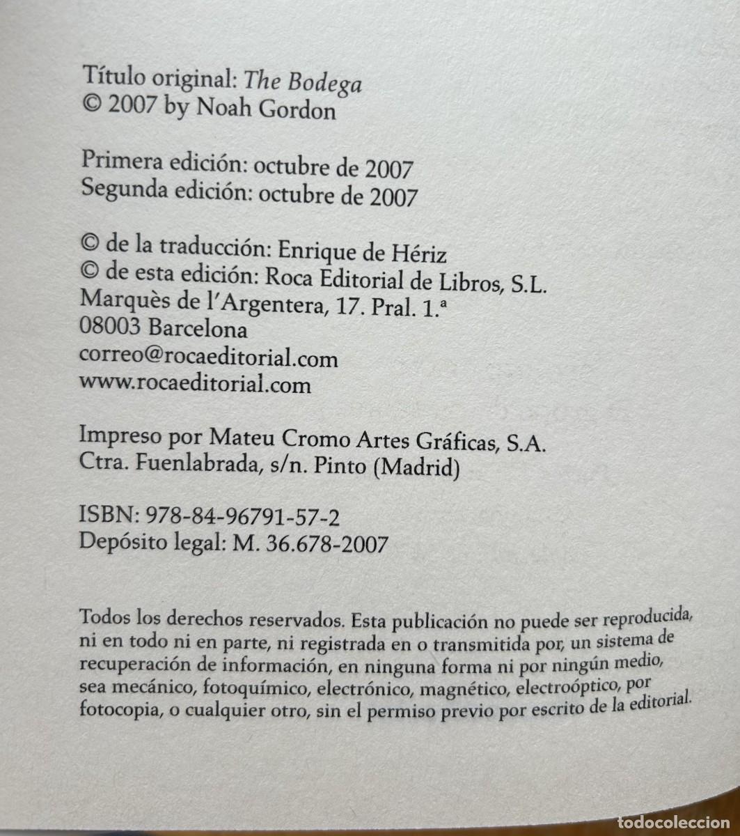 Libros de segunda mano: Libro narrativa Novela NOAH GORDON - LA BODEGA - Foto 3