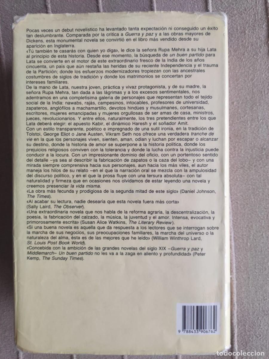 Libros de segunda mano: Un buen partido. Vikram Seth - Foto 2