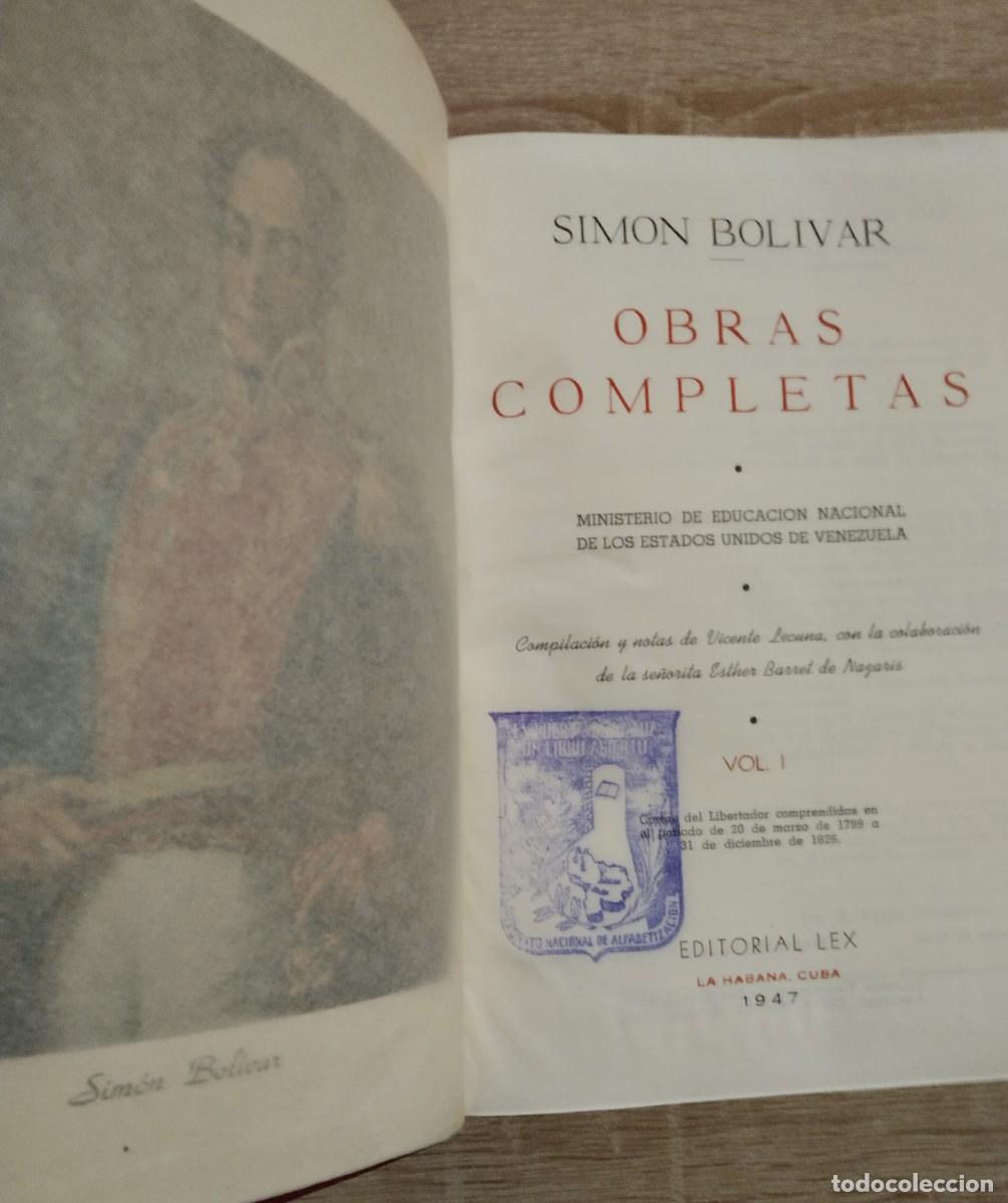 Libros de segunda mano: OBRAS COMPLETAS - Bol&iacute;var, Sim&oacute;n - 2 TOMOS - Foto 4