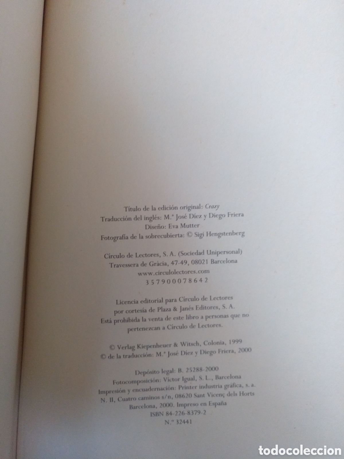 Libros de segunda mano: Crazy. Benjamin Lebert. Plaza jan&eacute;s C&iacute;rculo de lectores, 2000. Libro - Foto 5