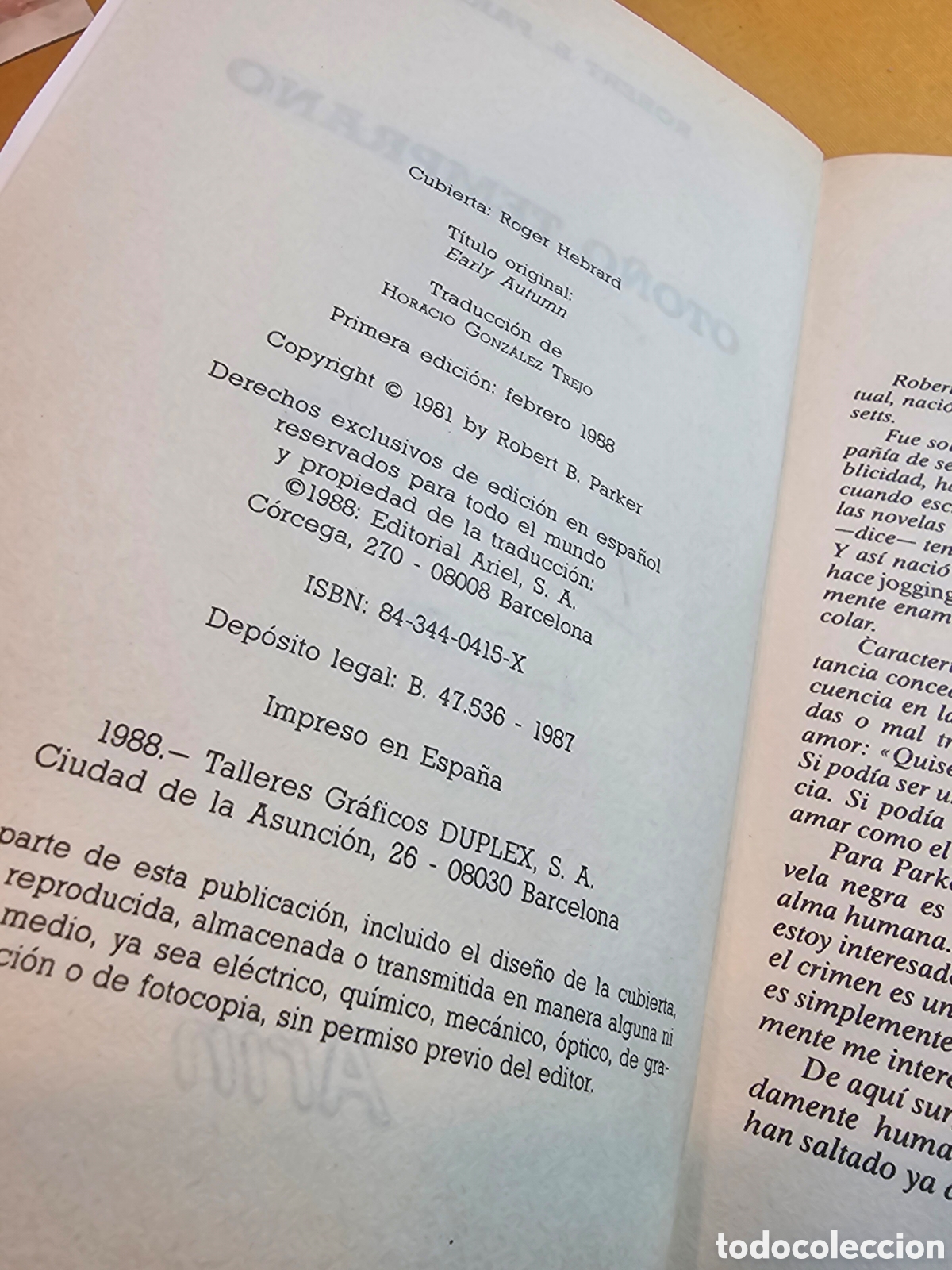 Libros de segunda mano: OTO&Ntilde;O TEMPRANO -- ROBERT PARKER -- 1988 -- - Foto 2
