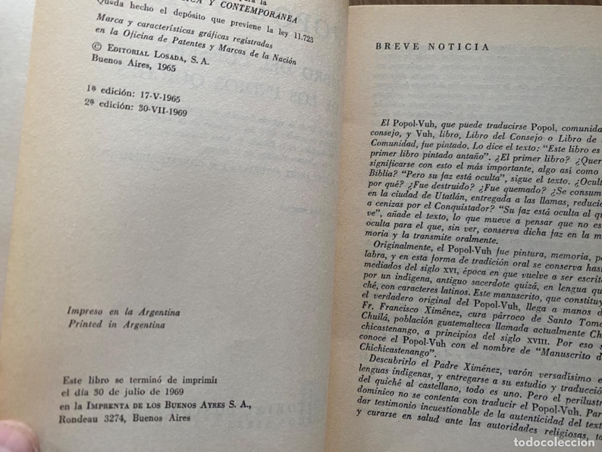 Libros de segunda mano: Popol Vuh - An&oacute;nimo - Losada 1969 - Foto 3