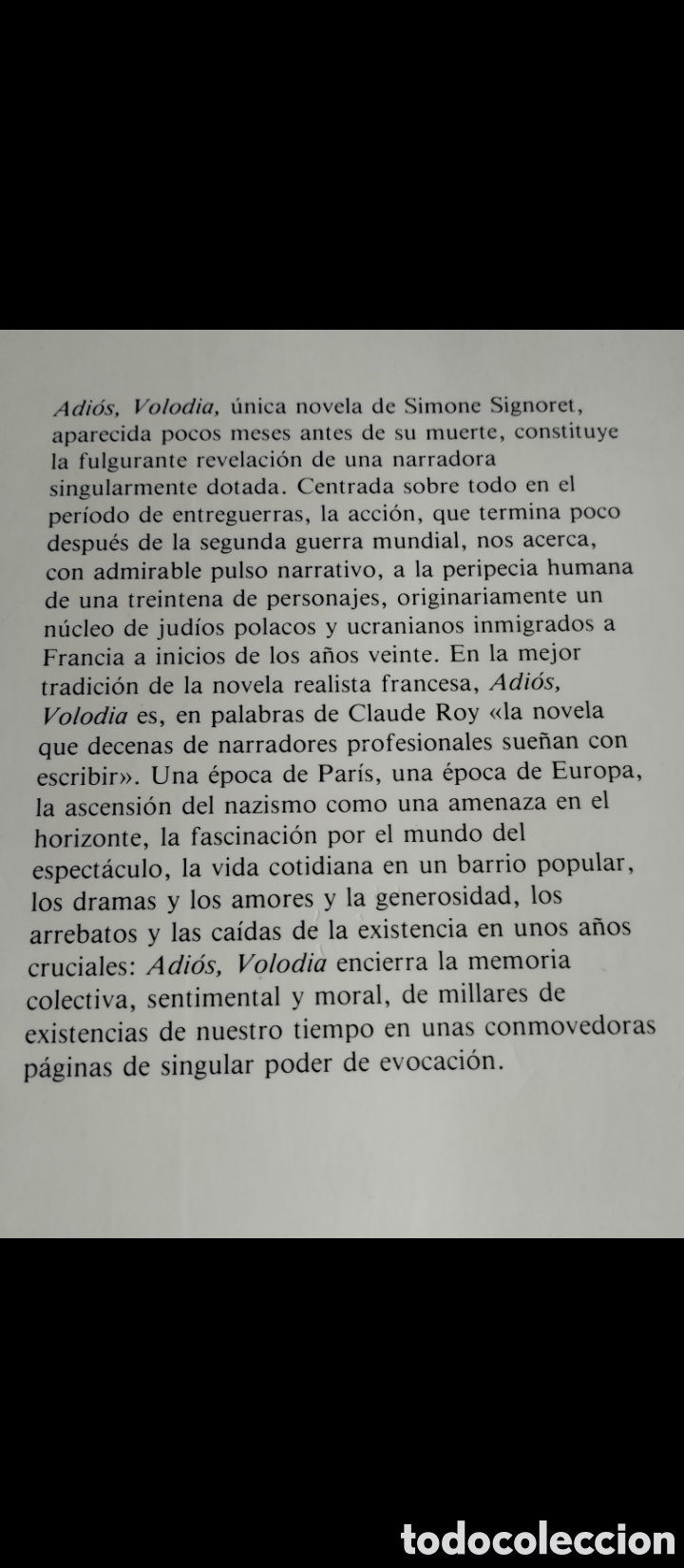 Libros de segunda mano: &rdquo;Adi&oacute;s,Volodia&rdquo;.Simone Signoret. - Foto 4