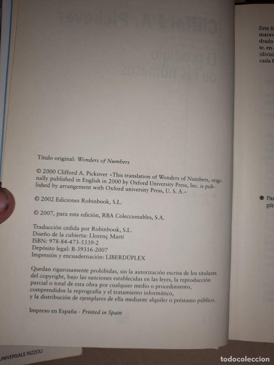 Libros de segunda mano: Libro: El prodigio de los numeros Autor: Clifford A. Pickover - Foto 3