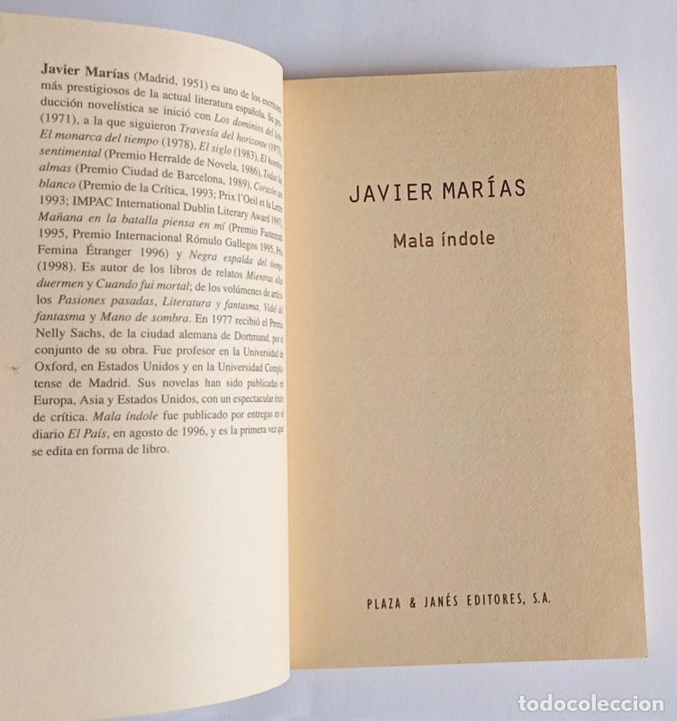 Libros de segunda mano: MALA INDOLE - JAVIER MARIAS - Foto 2