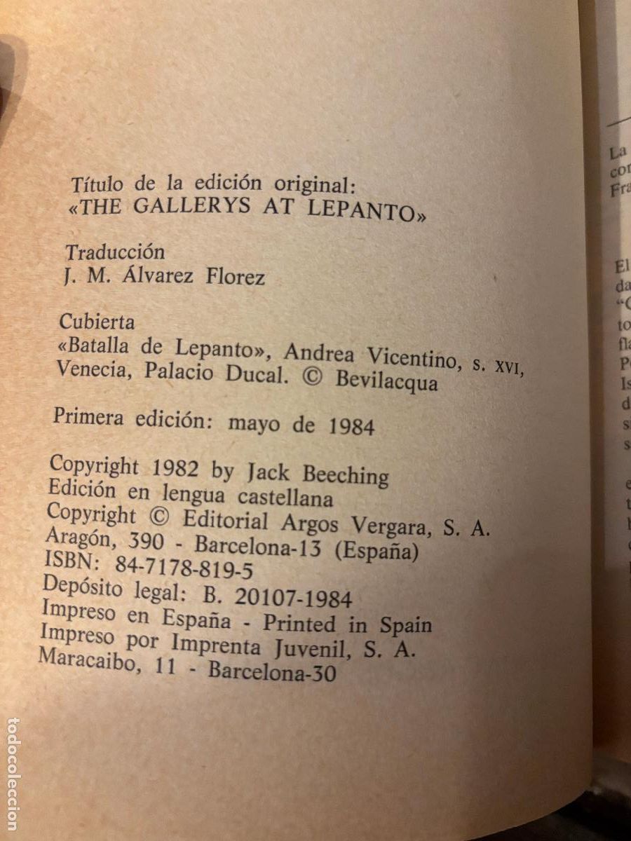Libros de segunda mano: Las galeras de Lepanto. Jack Beeching. - Foto 3