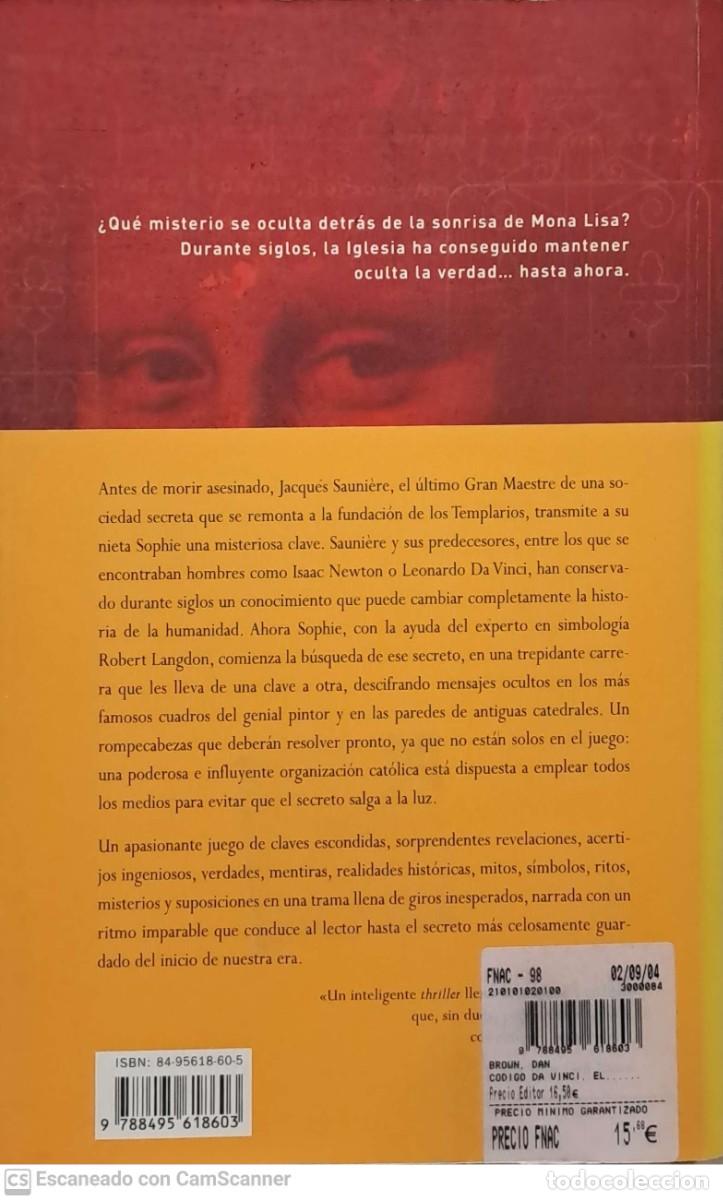 Libros de segunda mano: El c&oacute;digo da Vinci - Dan Brown - Foto 2