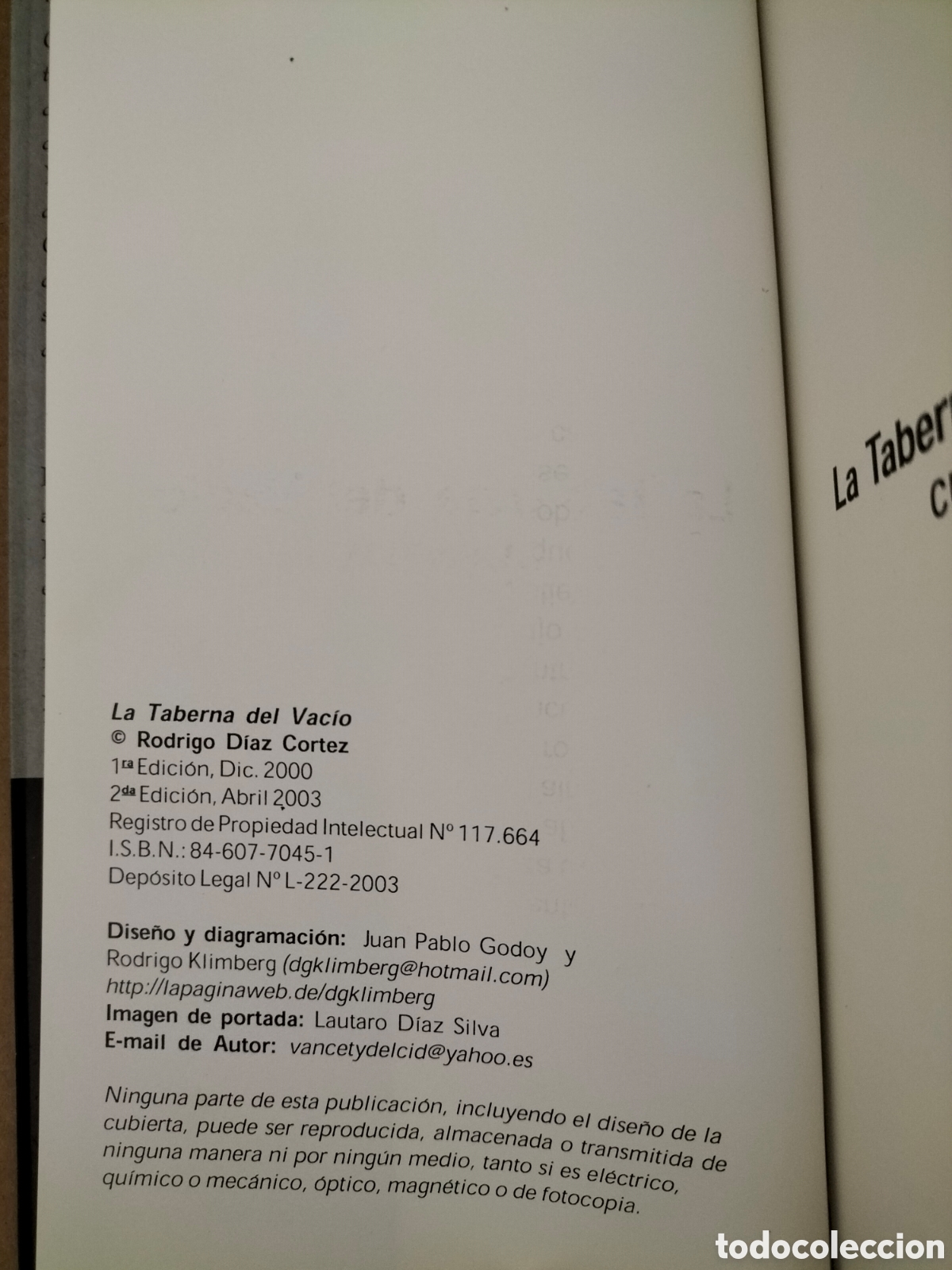 Libros de segunda mano: La taberna del vac&iacute;o. Rodrigo D&iacute;az Cortez. 2003. Libro - Foto 2