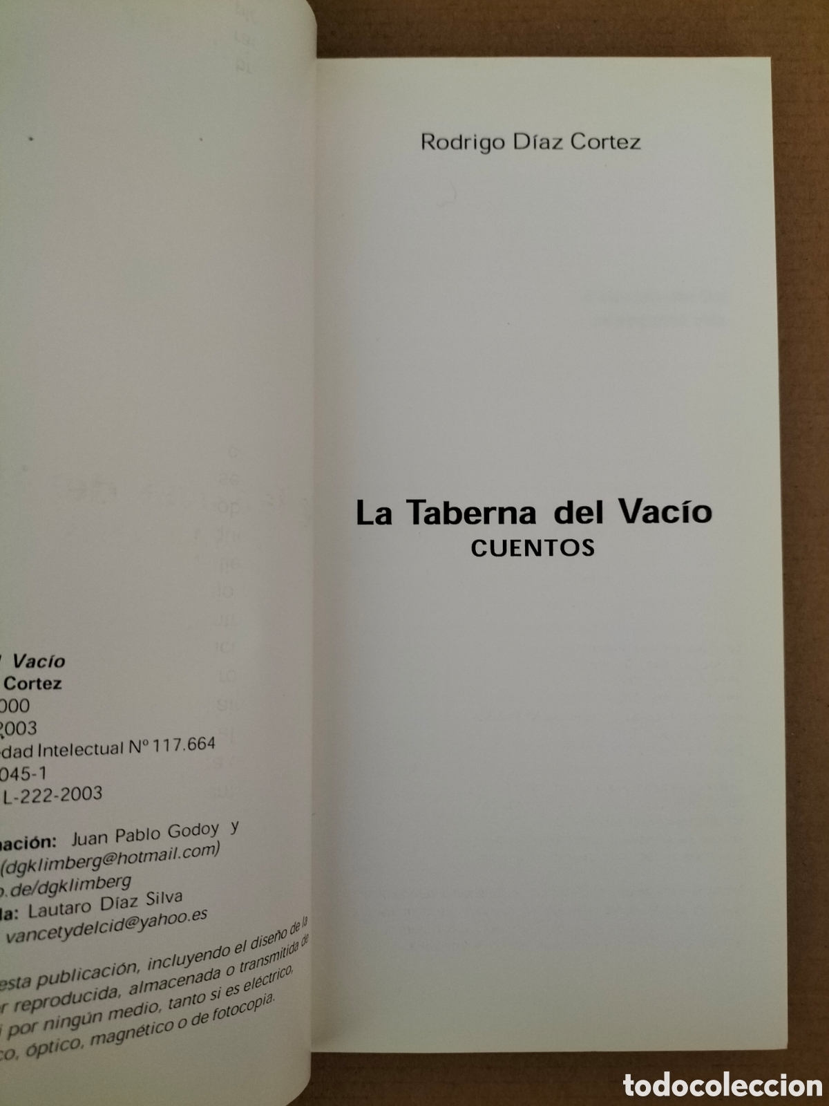 Libros de segunda mano: La taberna del vac&iacute;o. Rodrigo D&iacute;az Cortez. 2003. Libro - Foto 3