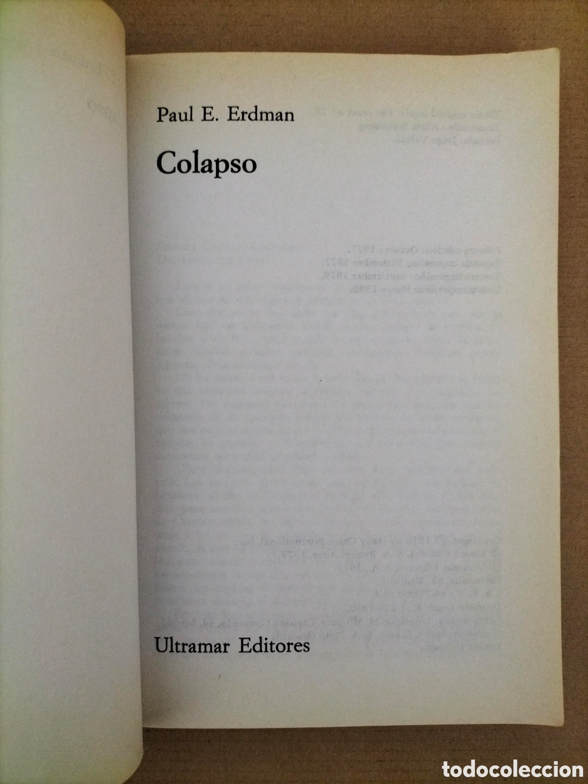 Libros de segunda mano: Colapso. Paul E Erdman. Ultramar editores, 1980. Libro - Foto 2