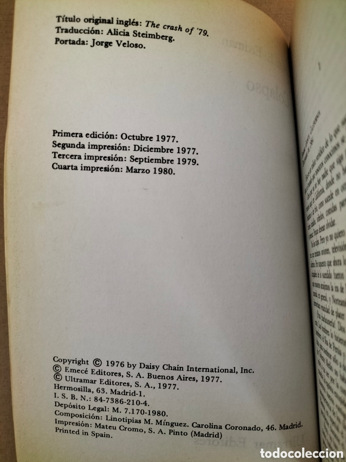 Libros de segunda mano: Colapso. Paul E Erdman. Ultramar editores, 1980. Libro - Foto 3
