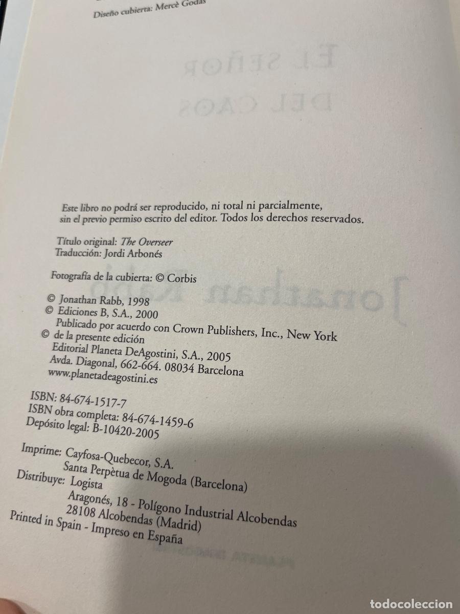 Libros de segunda mano: Libro El se&ntilde;or del Caos | Jonathan Rabb | 2005 - Foto 3