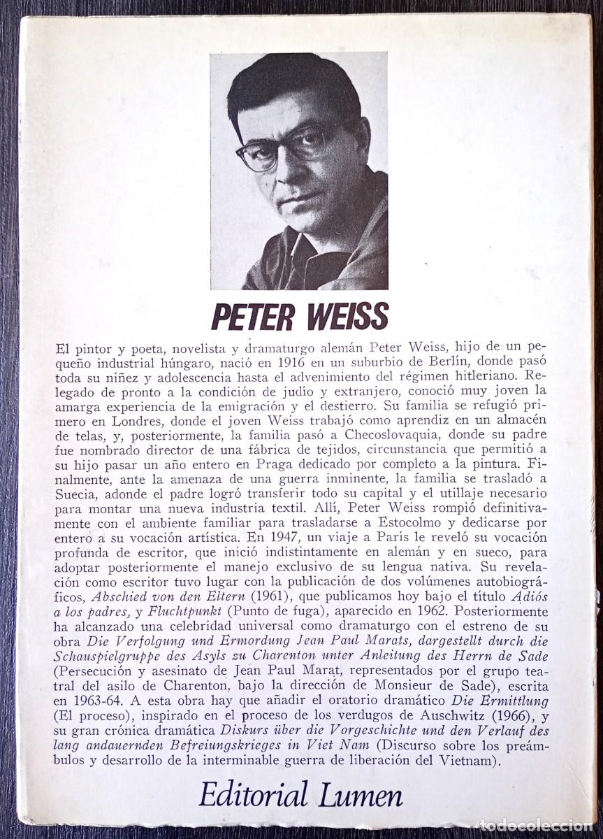 Libros de segunda mano: Peter Weiss . Adi&oacute;s a los padres . Lumen - Foto 2