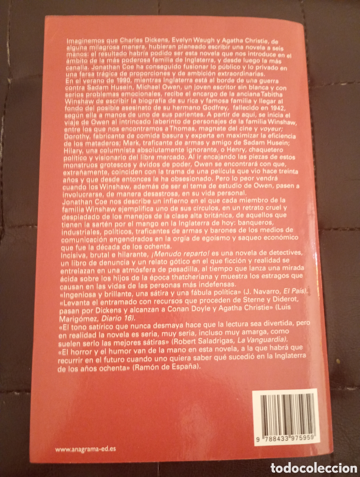 Libros de segunda mano: Jonathan Coe . Menudo reparto ! Anagrama. - Foto 2