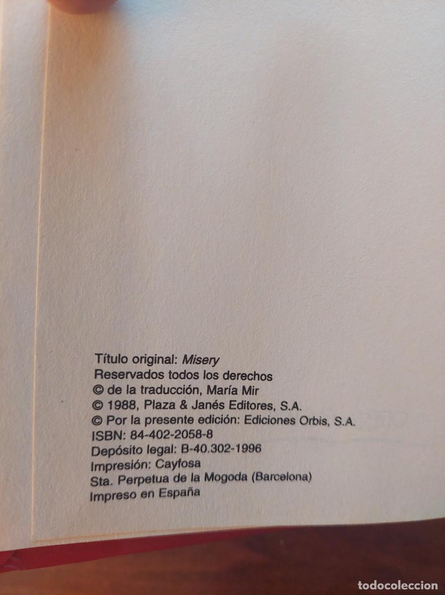Libros de segunda mano: MISERY - STEPHEN KING (ORBIS) 1996 NOVELA - Foto 2