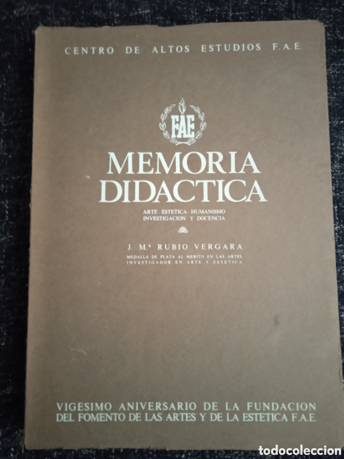 Gebrauchte B&uuml;cher: MEMORIA DIDACTICA. ARTE - ESTETICA - HUMANISMO - INVESTIGACION Y DOCENCIA / J. M&ordf; RUBIO VERGARA