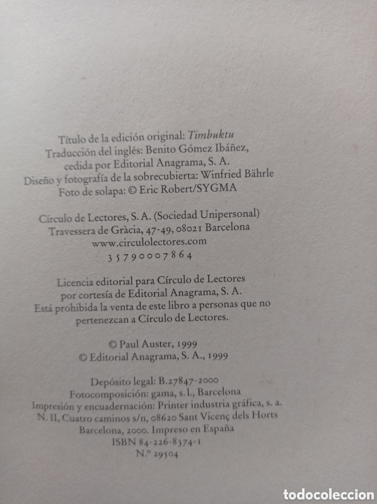 Libros de segunda mano: Paul Auster - Tombuct&uacute; - Foto 3