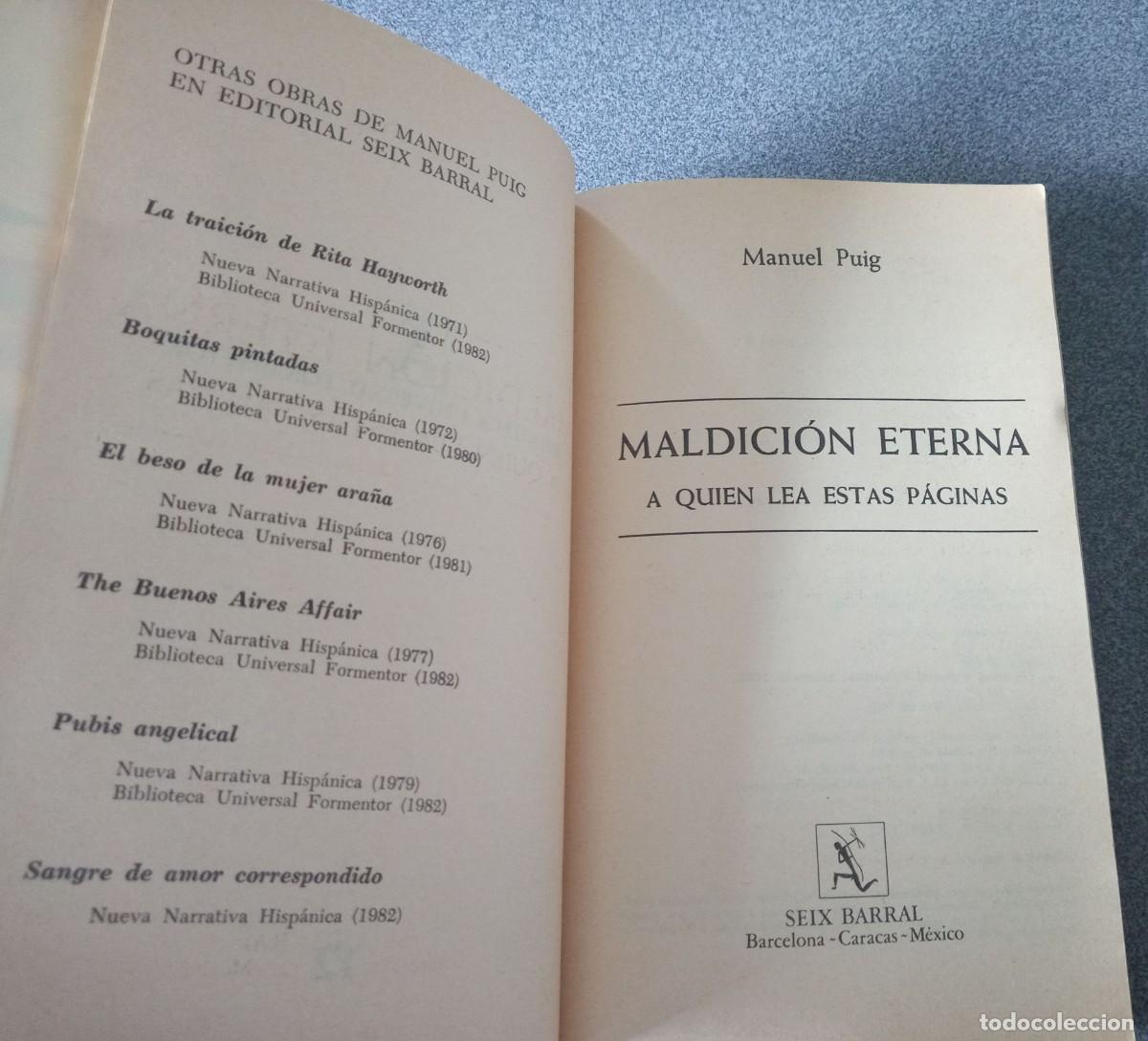 Libros de segunda mano: Maldici&oacute;n Eterna Manuel Puig - Foto 3