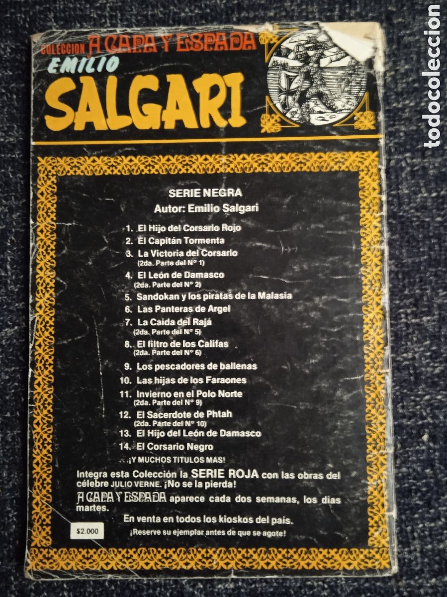 Libros de segunda mano: EMILIO SALGARI, COLECCION A CAPA Y ESPADA , EL CAPITAN TORMENTA - Foto 2