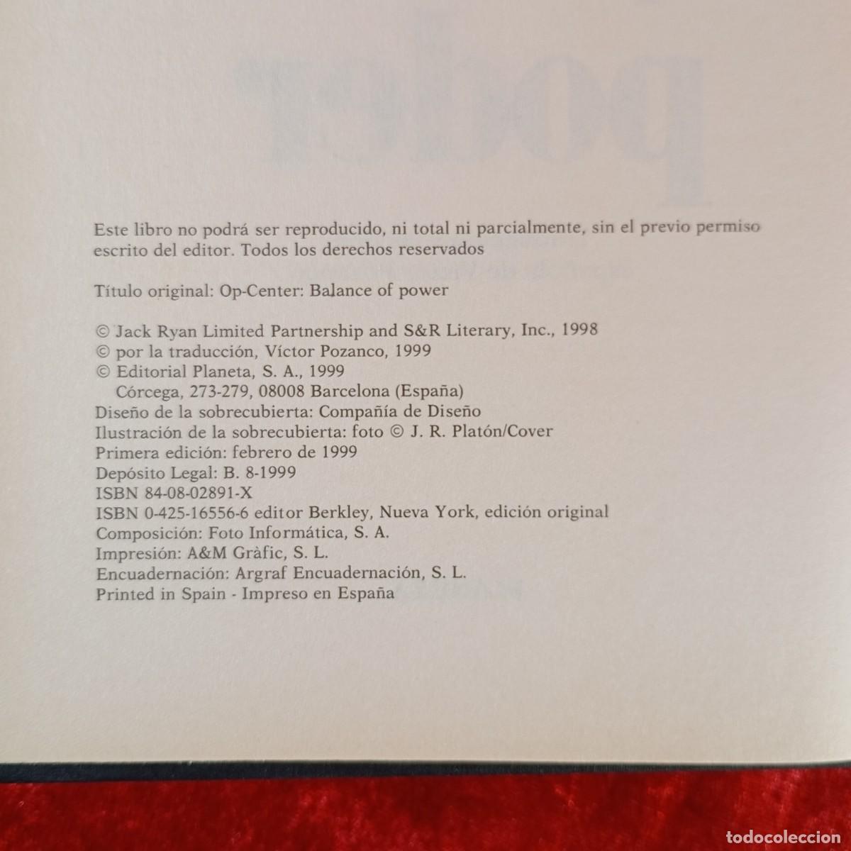 Libros de segunda mano: OP-CENTER, EQUILIBRIO DE PODER - TOM CLANEY - EDITORIAL PLANETA - 1999 / 703 - Foto 4