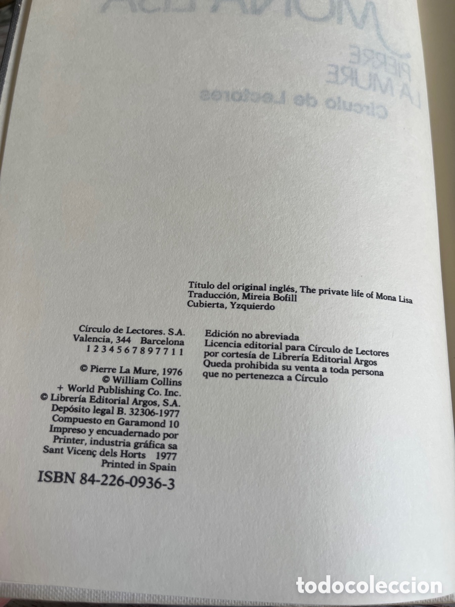Libros de segunda mano: Libro La vida privada de Mona Lisa | Pierre la Mure | 1977 - Foto 3