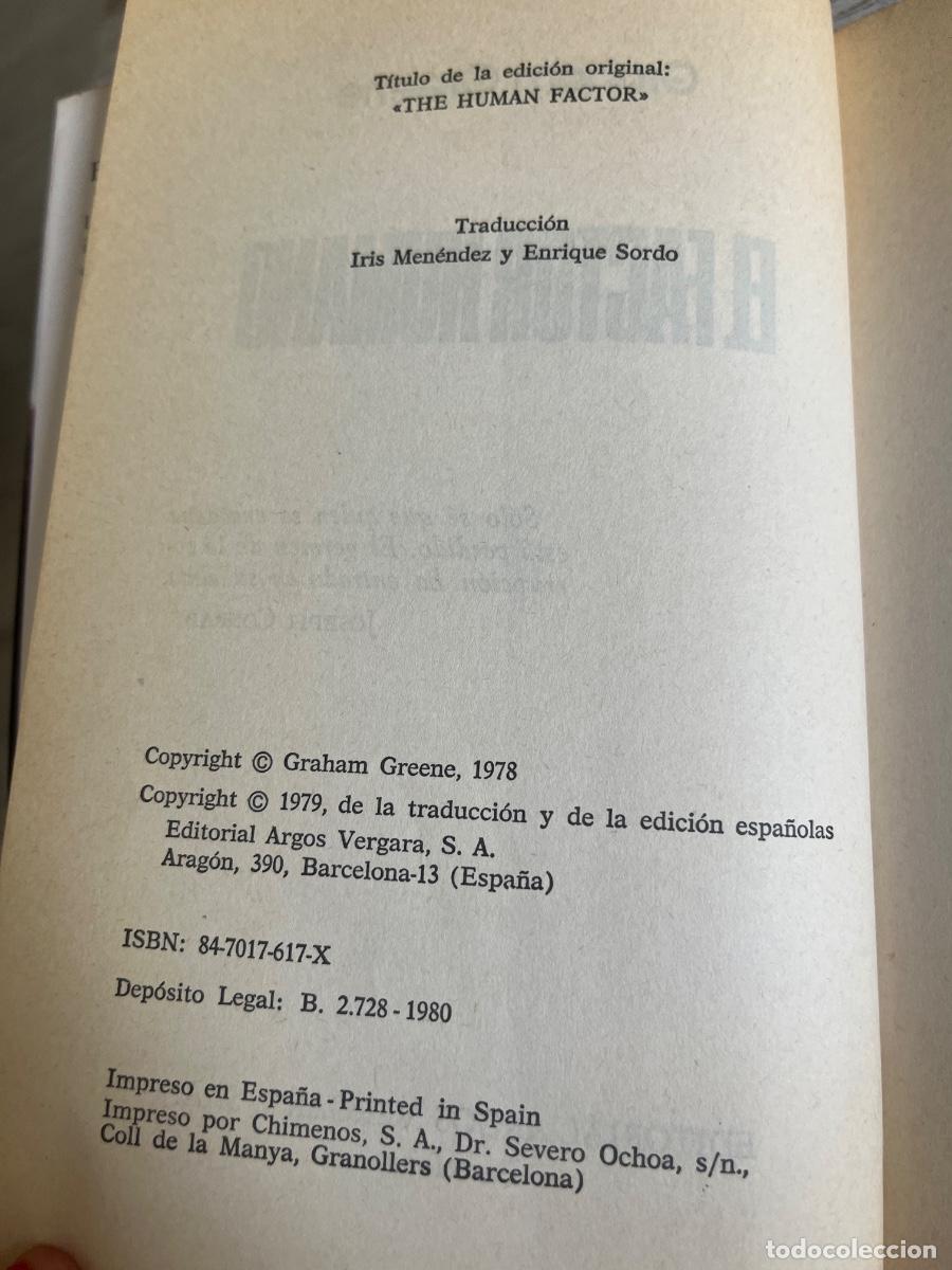 Libros de segunda mano: Libro El factor humano | Graham Greene | 1978 - Foto 3