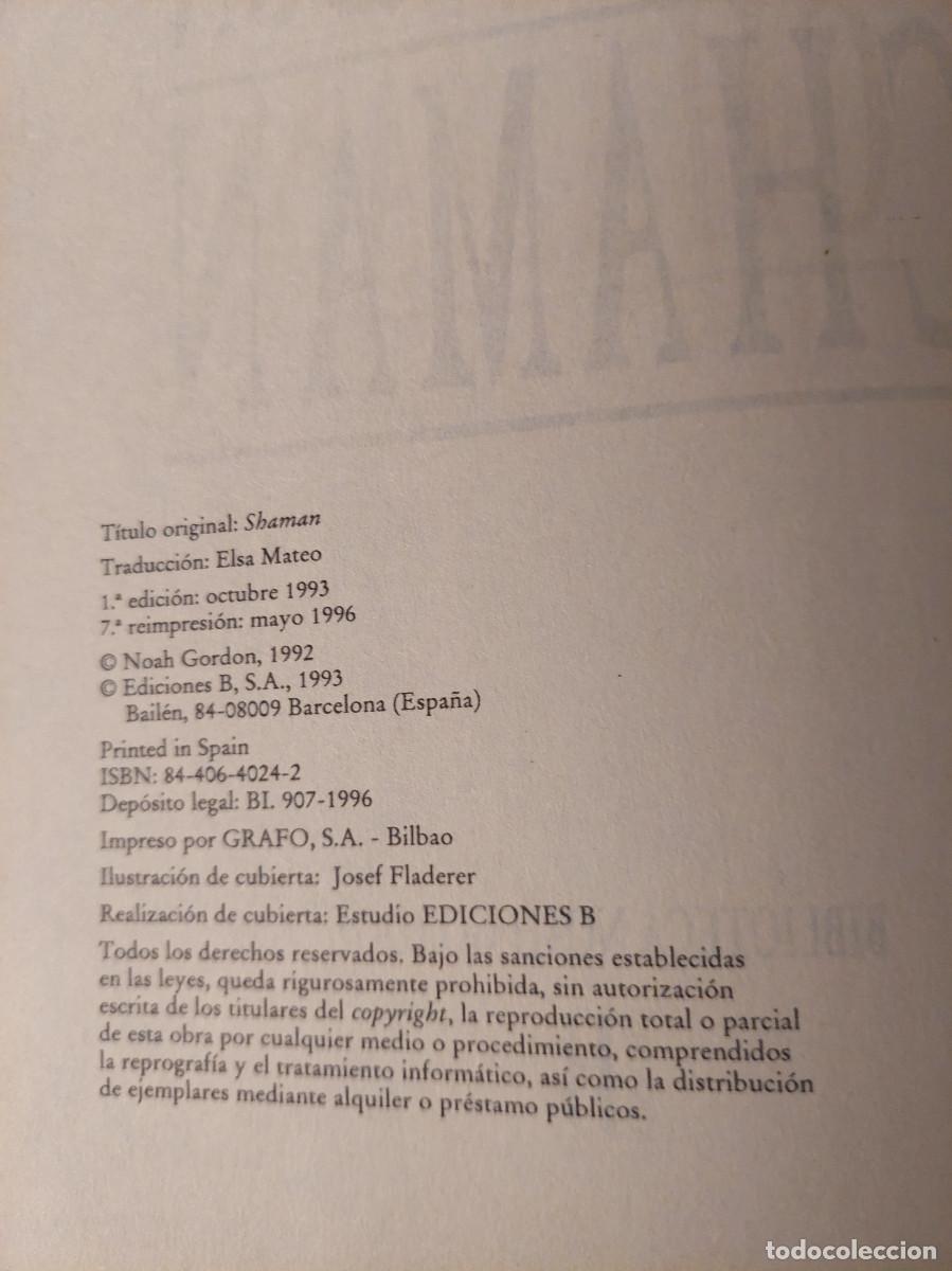 Libros de segunda mano: CHAM&Aacute;N - NOAH GORDON (EDICIONES B) NOVELA - Foto 2