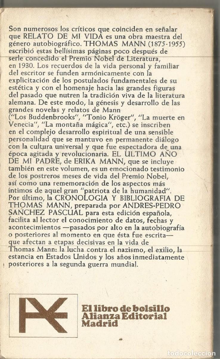 Libros de segunda mano: THOMAS MANN. RELATO DE MI VIDA. ALIANZA - Foto 2