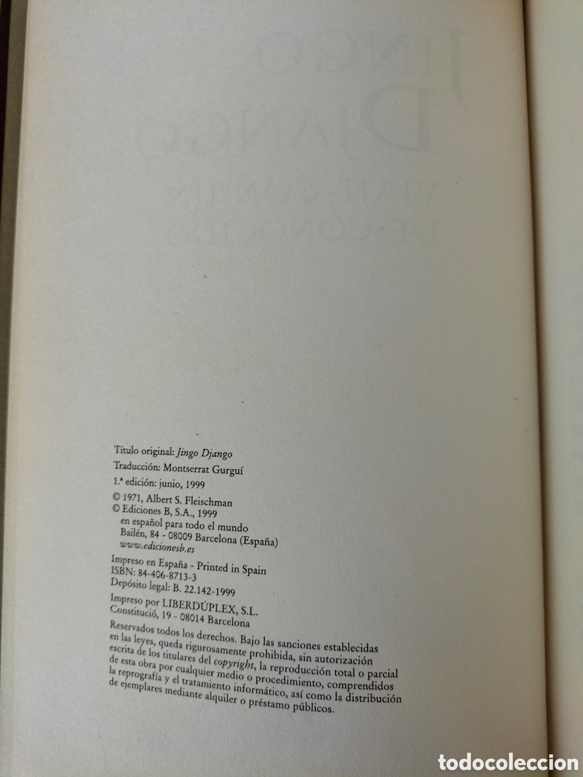 Libros de segunda mano: Jingo Django. Viaje con un desconocido. Sid Fleischman. Ediciones B, 1999. Libro - Foto 3