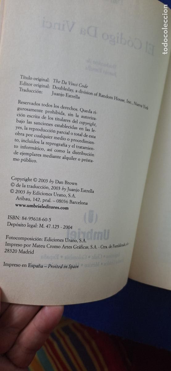 Libros de segunda mano: T&iacute;tulo: C&Oacute;DIGO DA VINCI. Autor: DAN BROWN - Foto 2