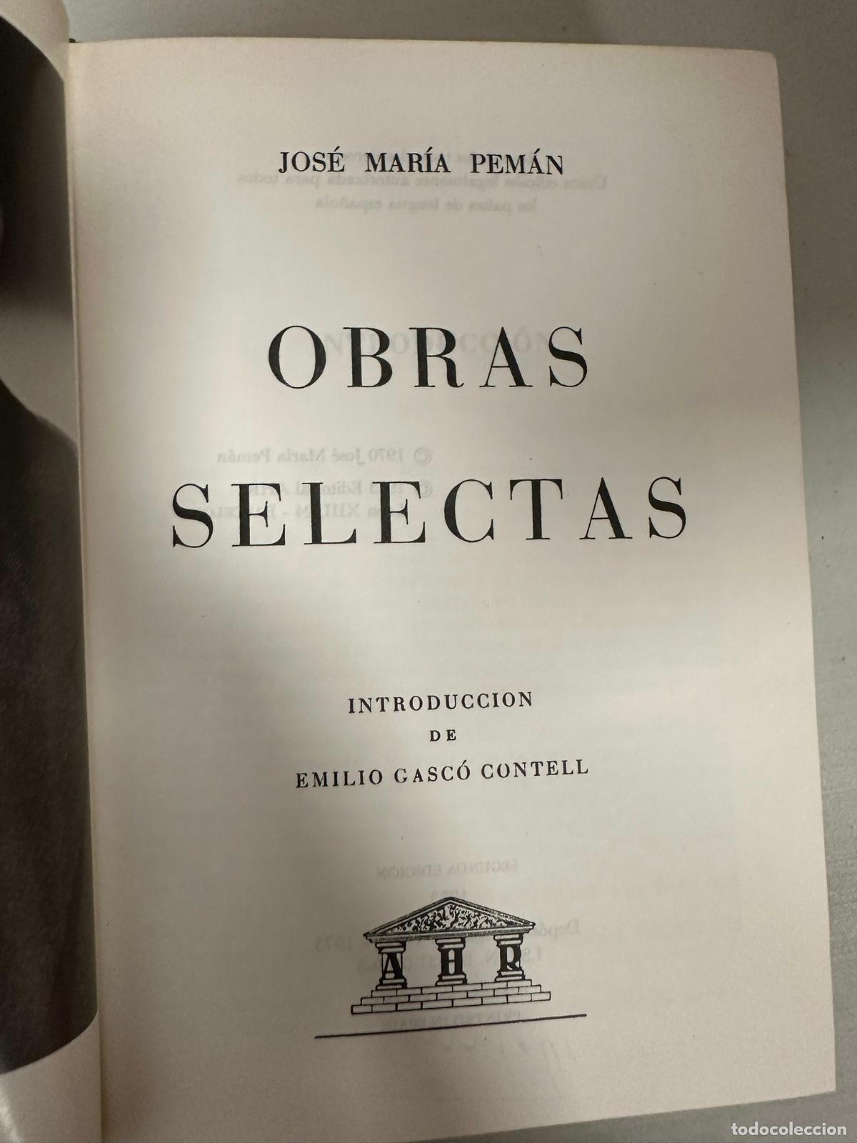 Libros de segunda mano: Obras selectas.- Pem&aacute;n, Jos&eacute; Mar&iacute;a - Foto 3