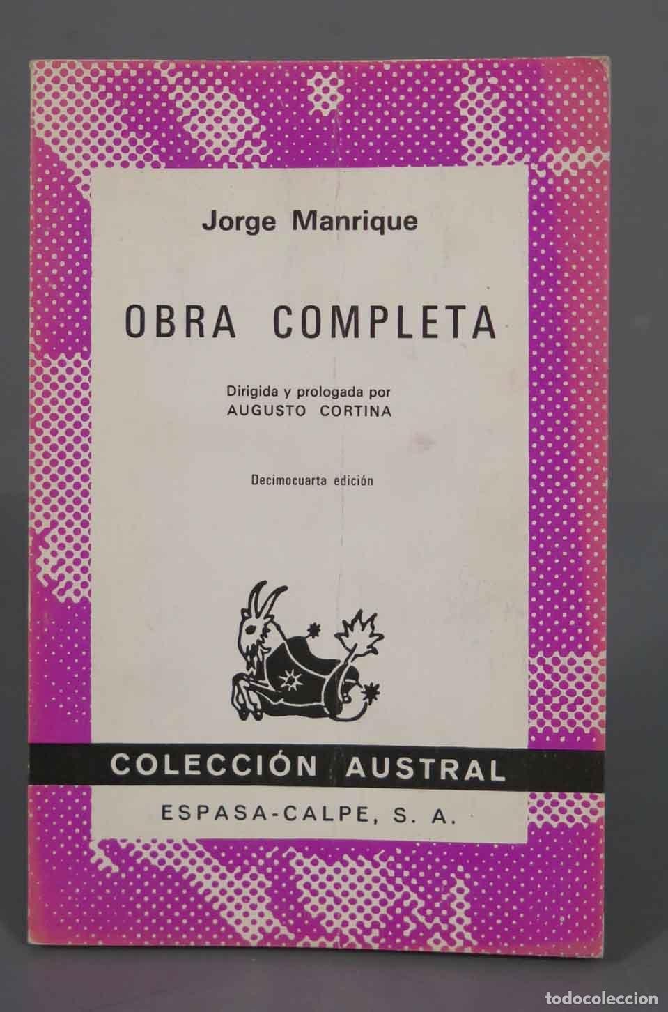 Libros de segunda mano: Jorge Manrique OBRA COMPLETA AUSTRAL