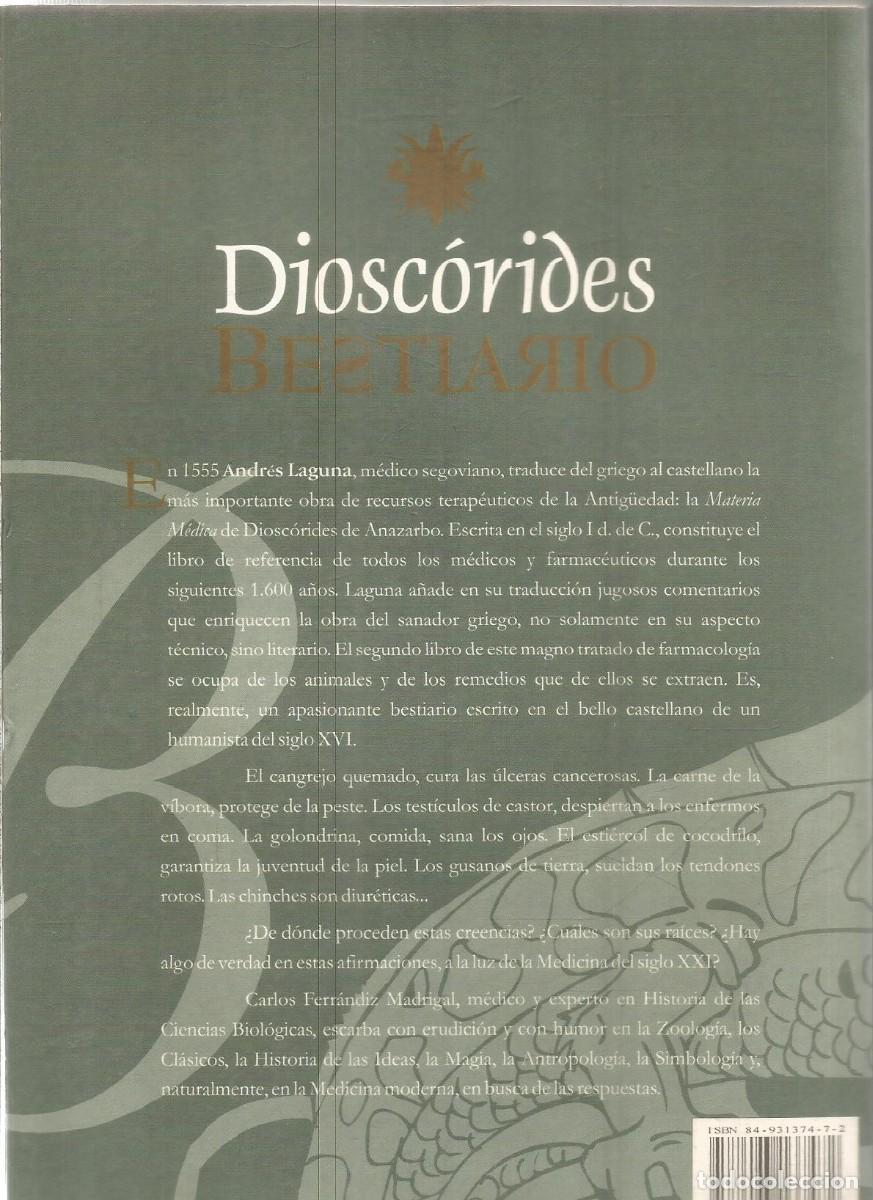 Libros de segunda mano: DIOSCORIDES. BESTIARIO. MEDUSA EDICIONES - Foto 2