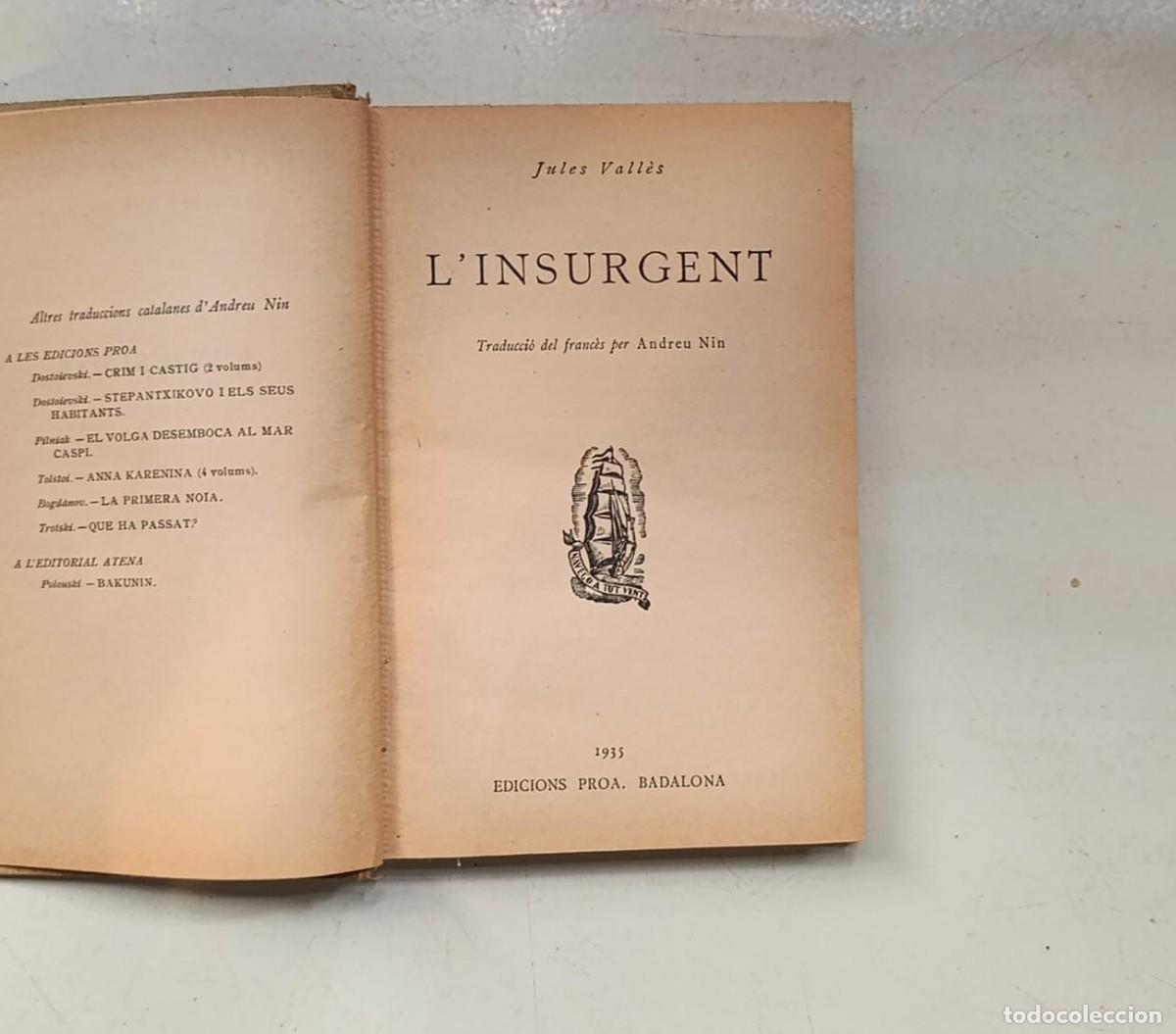 Libros de segunda mano: Linsurgent - Jules Vall&egrave;s - Foto 2